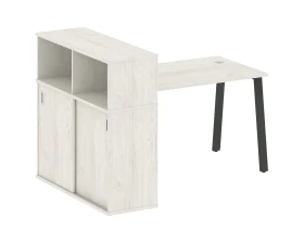 Стол письменный на А-образном м/к с опорным шкафом-купе 161x112x109,8 Метал Систем / Metal System images