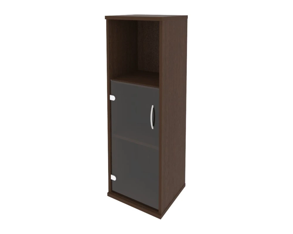 Шкаф средний узкий левый 1 низкая дверь стекло Рива / Riva