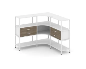 Трехсекционный угловой стеллаж трехярусный с ящиками 1590х1590х1246 Шелф Систем / Shelf System images