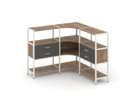 Трехсекционный угловой стеллаж трехярусный с ящиками 1590х1590х1246 Шелф Систем / Shelf System images