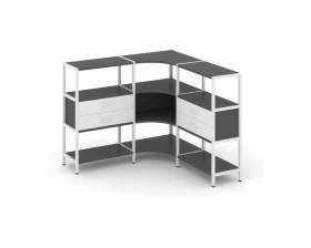 Трехсекционный угловой стеллаж трехярусный с ящиками 1590х1590х1246 Шелф Систем / Shelf System images