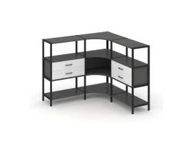 Трехсекционный угловой стеллаж трехярусный с ящиками 1590х1590х1246 Шелф Систем / Shelf System images