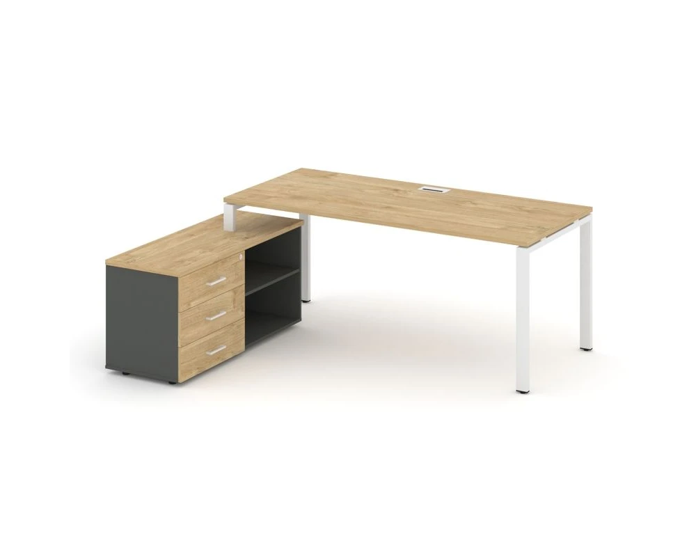 Стол письменный с греденцией левой на П-образном каркасе 1980x1480x750 Стайл Проджект Директ / Style Project Direct