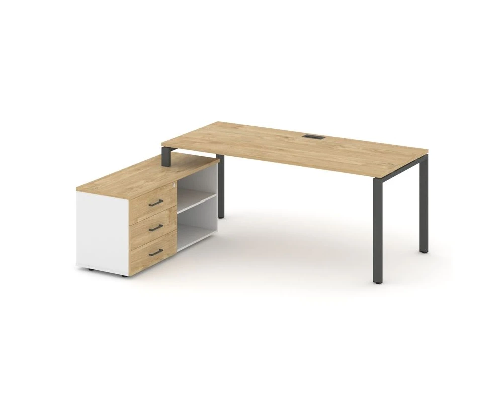 Стол письменный с греденцией левой на П-образном каркасе 1980x1480x750 Стайл Проджект Директ / Style Project Direct