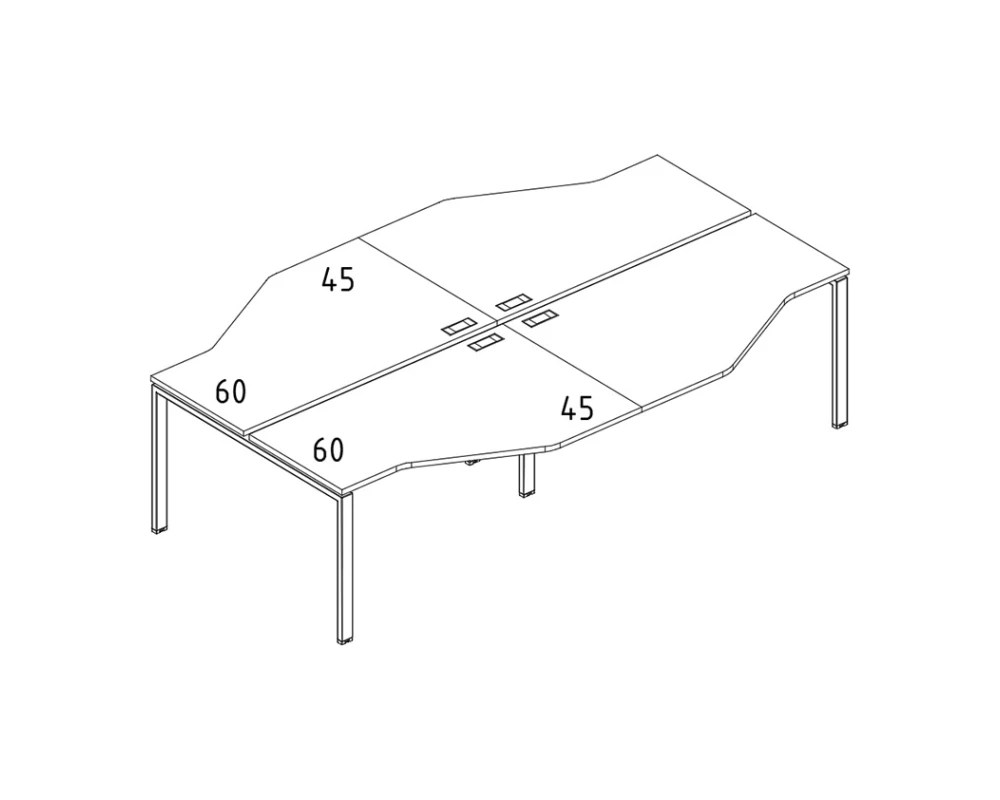 Рабочая станция на каркасе UNO из столов Техно (4х160) A4.PRO
