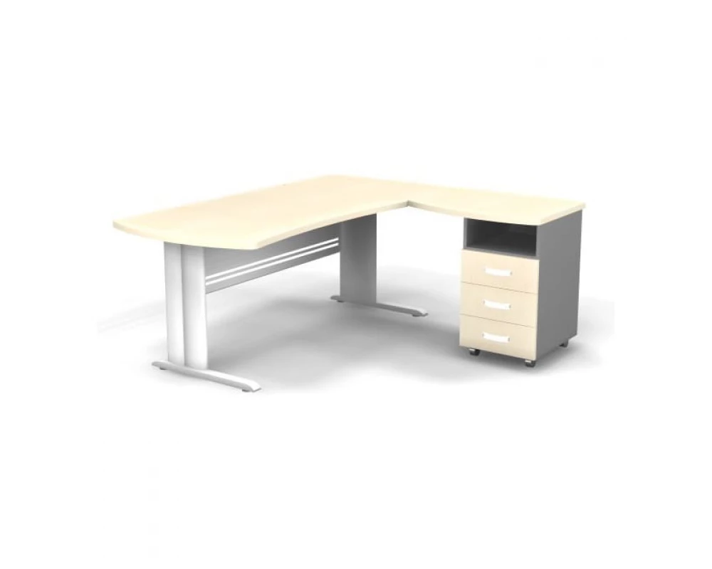 Рабочее место с тумбой правое на L образном каркасе 180x160x74 Berlin