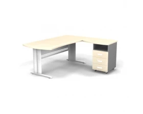 Рабочее место с тумбой правое на L образном каркасе 180x160x74 Berlin images