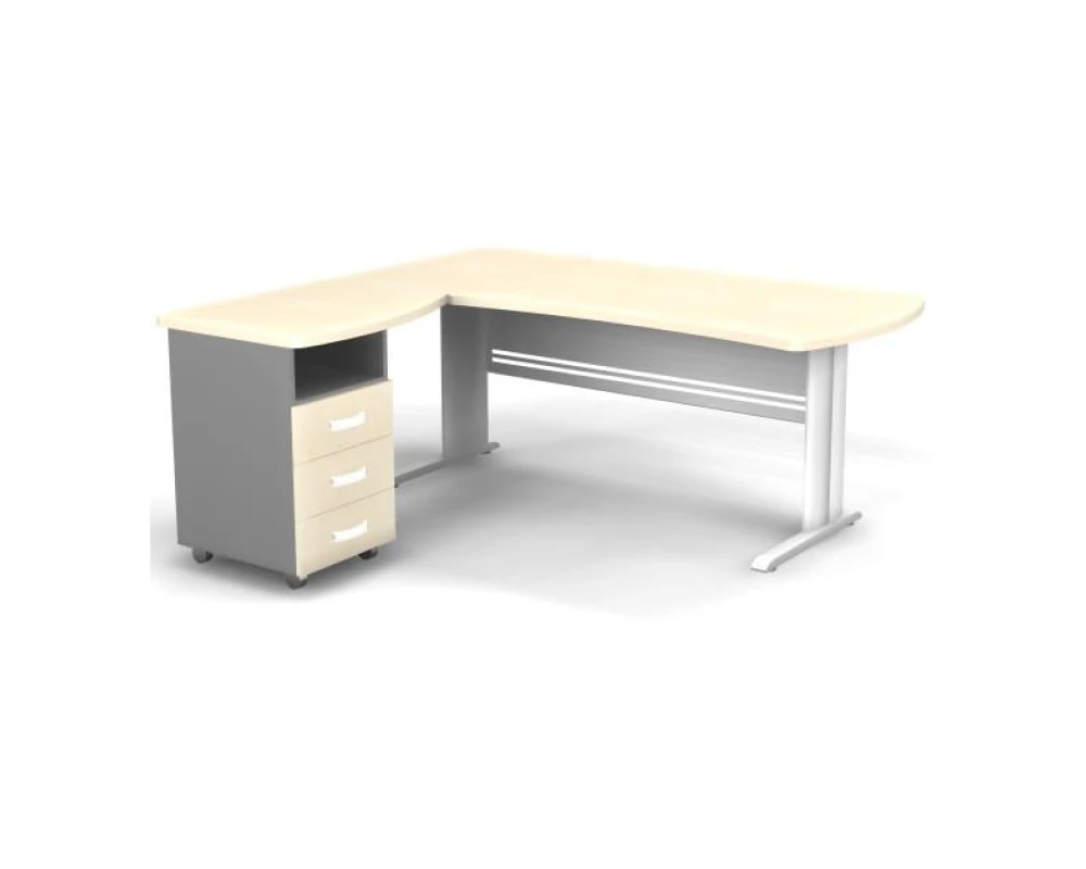 Рабочее место с тумбой левое на L образном каркасе 180x160x74 Berlin