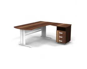 Рабочее место с тумбой правое на L образном каркасе 180x160x74 Berlin images
