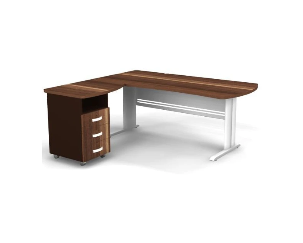 Рабочее место с тумбой левое на L образном каркасе 180x160x74 Berlin