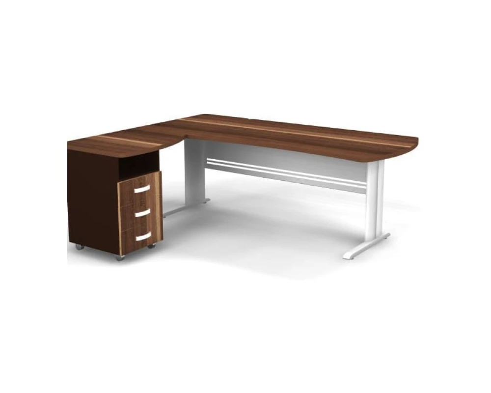 Рабочее место с тумбой левое на L образном каркасе 200x160x74 Berlin